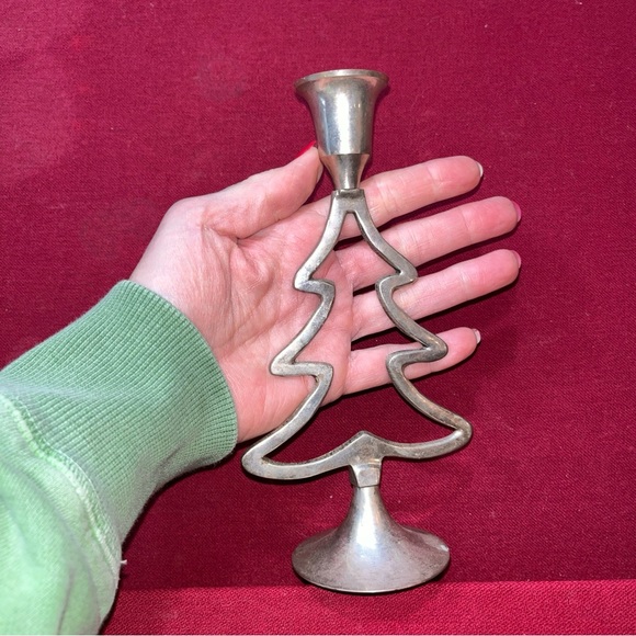Christmas Tree SILVER Plated Tree Candlestick Holder Vtg International Silver Co - Picture 6 of 11